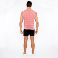 Open-Knit Diamond Vest (Peach Amber)