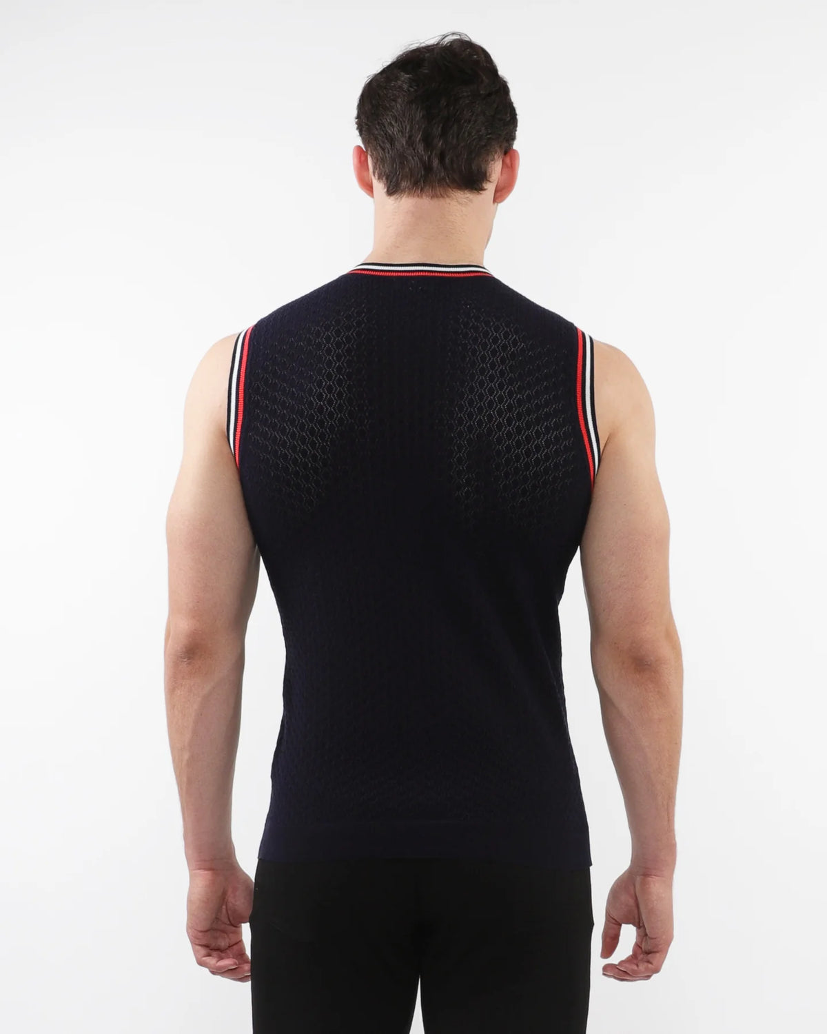 Open Mesh Knitted Vest (Navy)