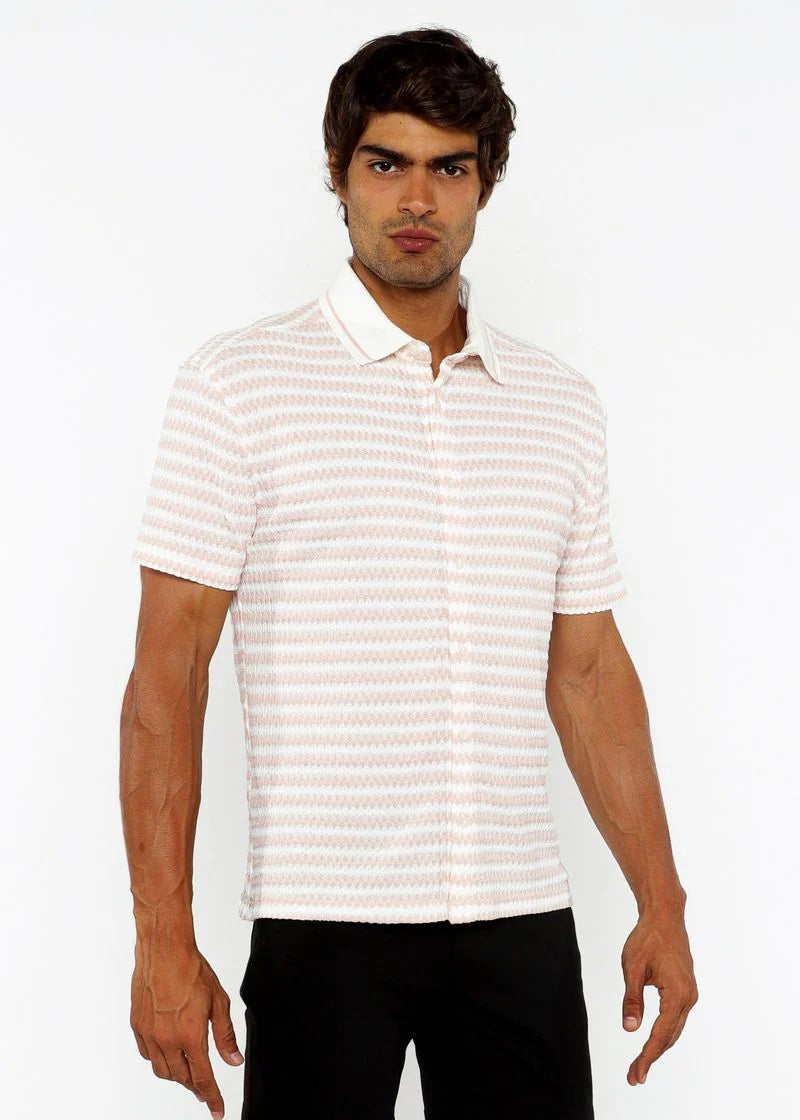 Zigzag Knit Shirt (Parfait/White)