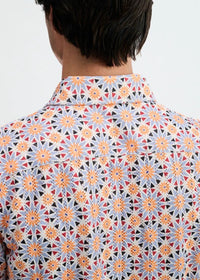 Printed Open Knit Stretch Shirt (Cayenne Medallions)