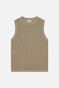 Knitted Sleeveless Tee (Beige)