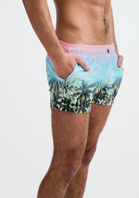 Printed Swim Short (Blush/Aqua Palms)