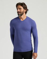 Dressy V-Neck Sweater (Blueberry)