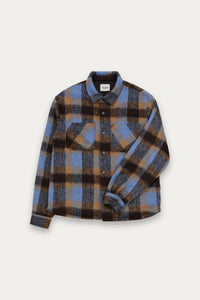 Snap Plaid Overshirt (Blue)