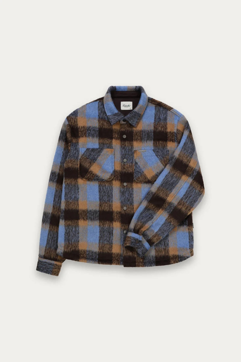 Snap Plaid Overshirt (Blue)