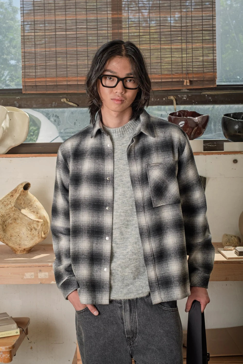 Plaid Pocket Shirt (Black)