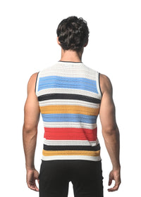 Striped Textured Knitted Vest (Cloud Amber)