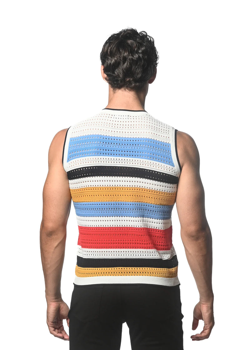 Striped Textured Knitted Vest (Cloud Amber)