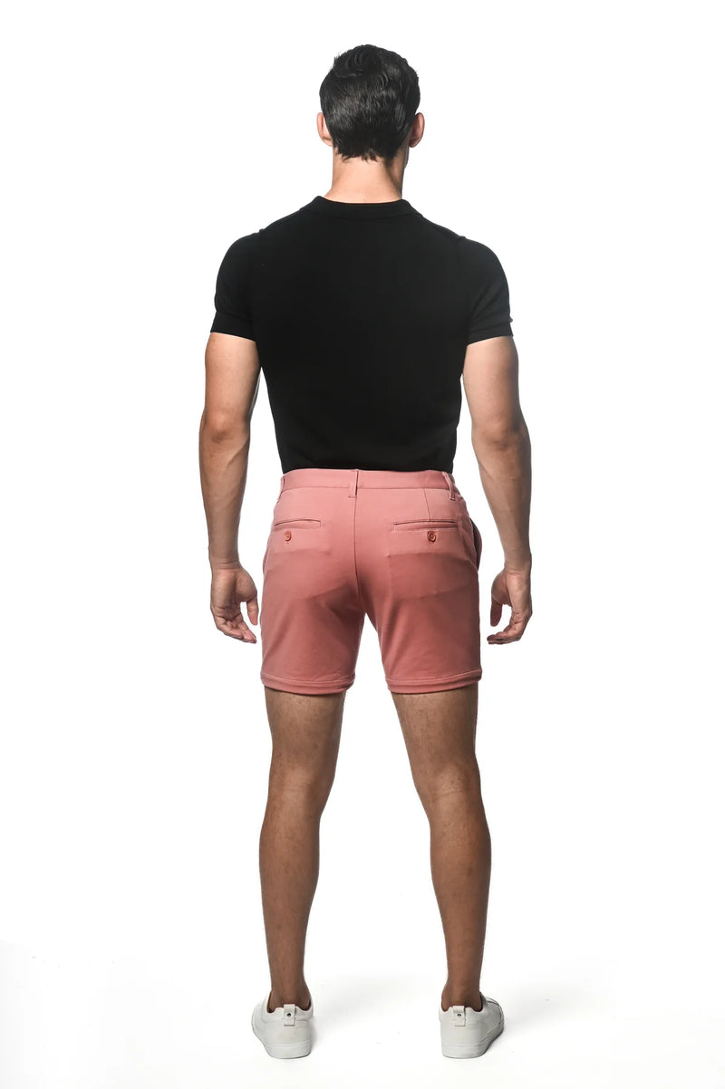 6" Inseam Textured Stretch Knit Short (Dusty Rose)
