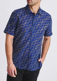 Lightweight Jacquard Shirt (Navy Rhombus)
