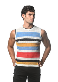 Striped Textured Knitted Vest (Cloud Amber)