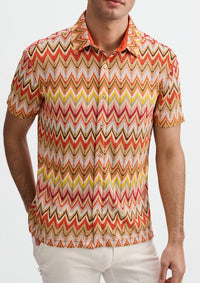 Open Knit Chevron Shirt (Camel/Rust)