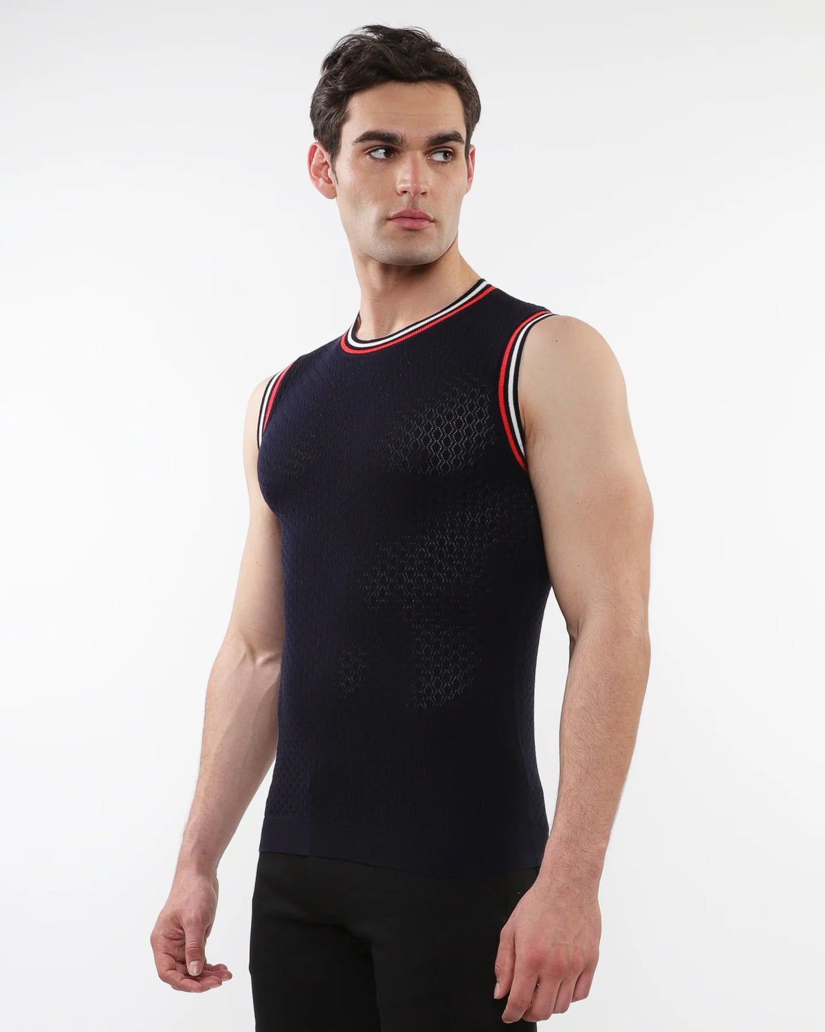 Open Mesh Knitted Vest (Navy)