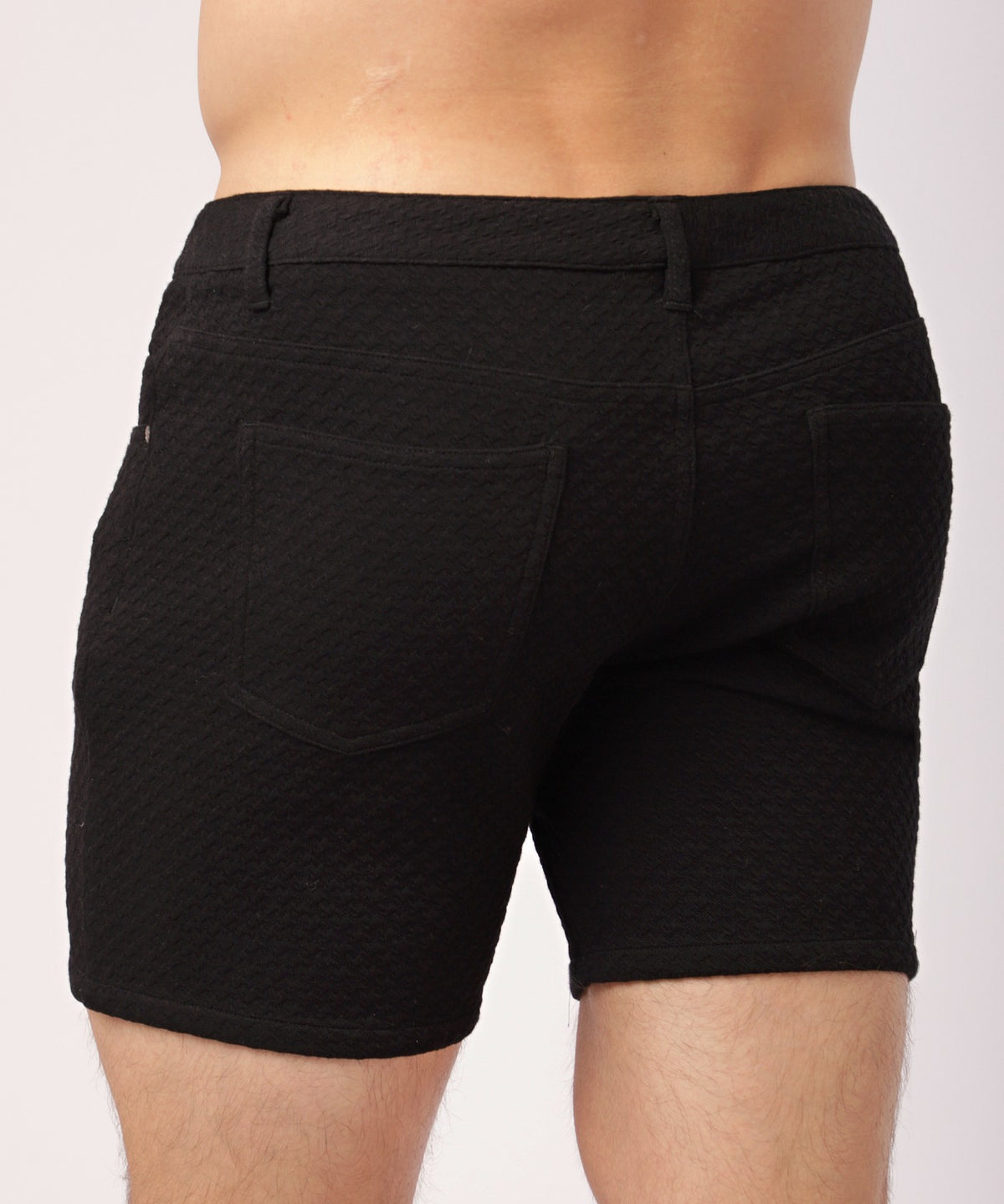 Textured Jacquard Knit Shorts (Black)