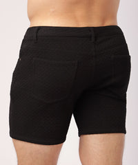 Textured Jacquard Knit Shorts (Black)