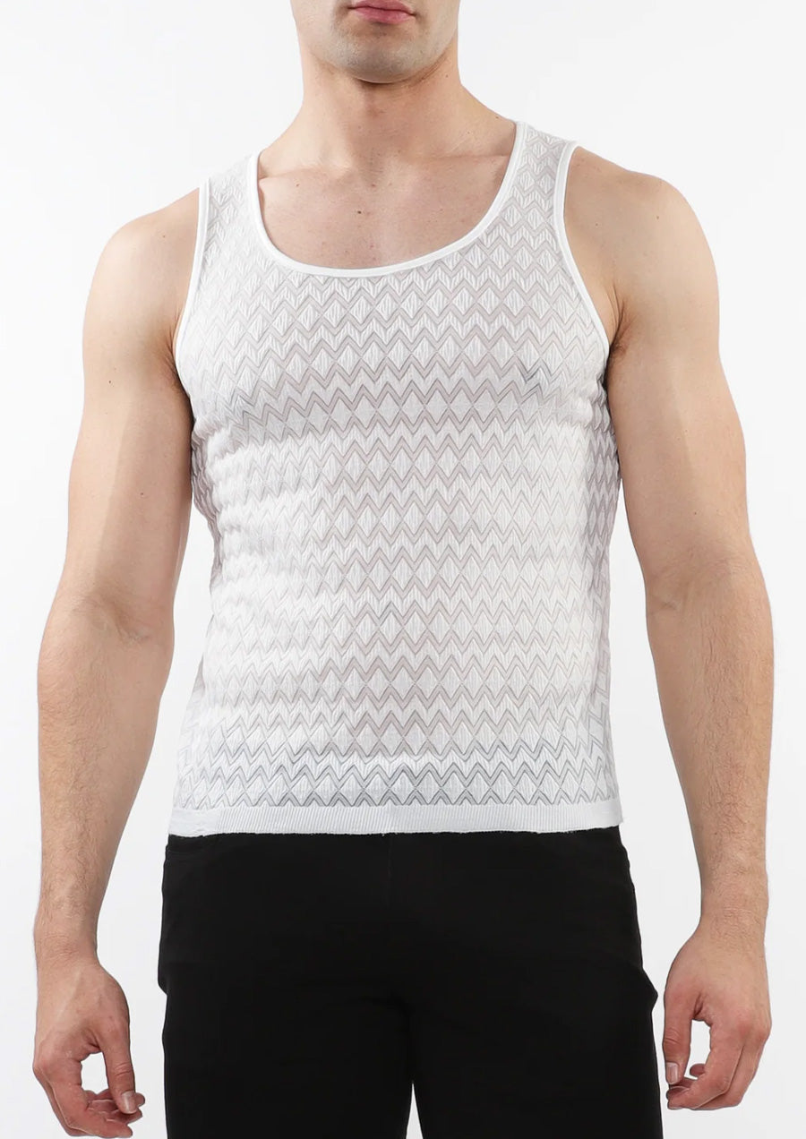 Stretch Gossamer Tank (White Chevron)