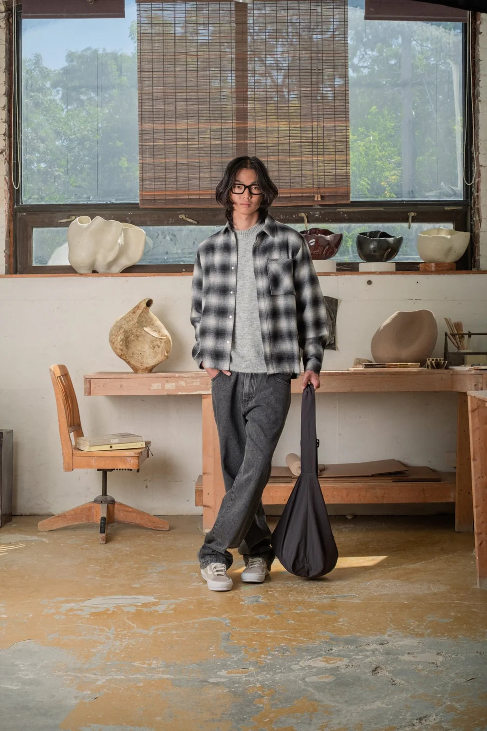 Plaid Pocket Shirt (Black)