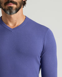 Dressy V-Neck Sweater (Blueberry)