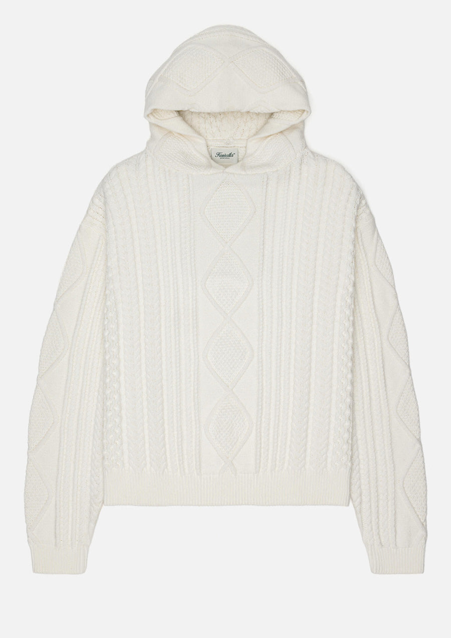 Hooded Cable Knit Sweater (Cream)