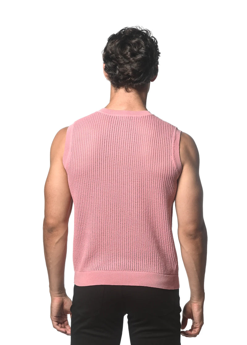 Textured Open Mesh Vest (Blush)