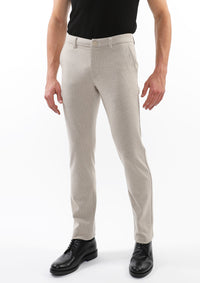 Wool Look Stretch Knit Pants (Milk Pinstripe)