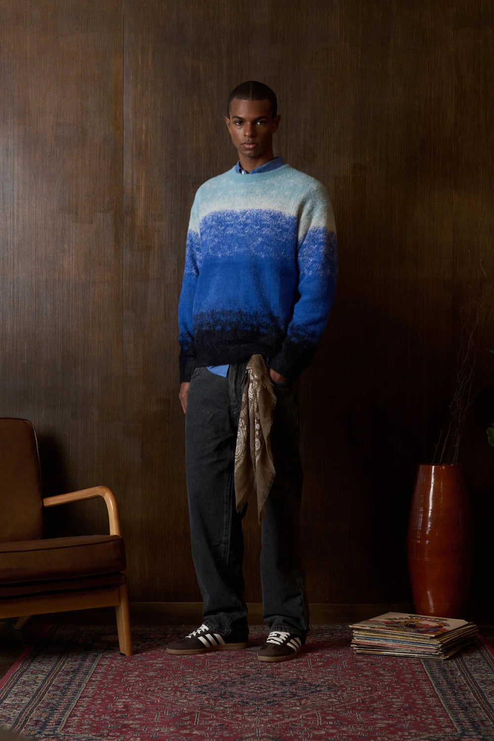 Gradient Knit Crew (Blue)