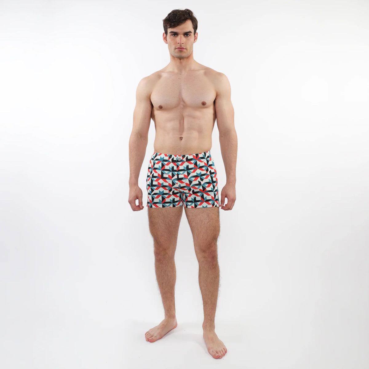 Seersucker Printed Swim Short (Mint Squares)