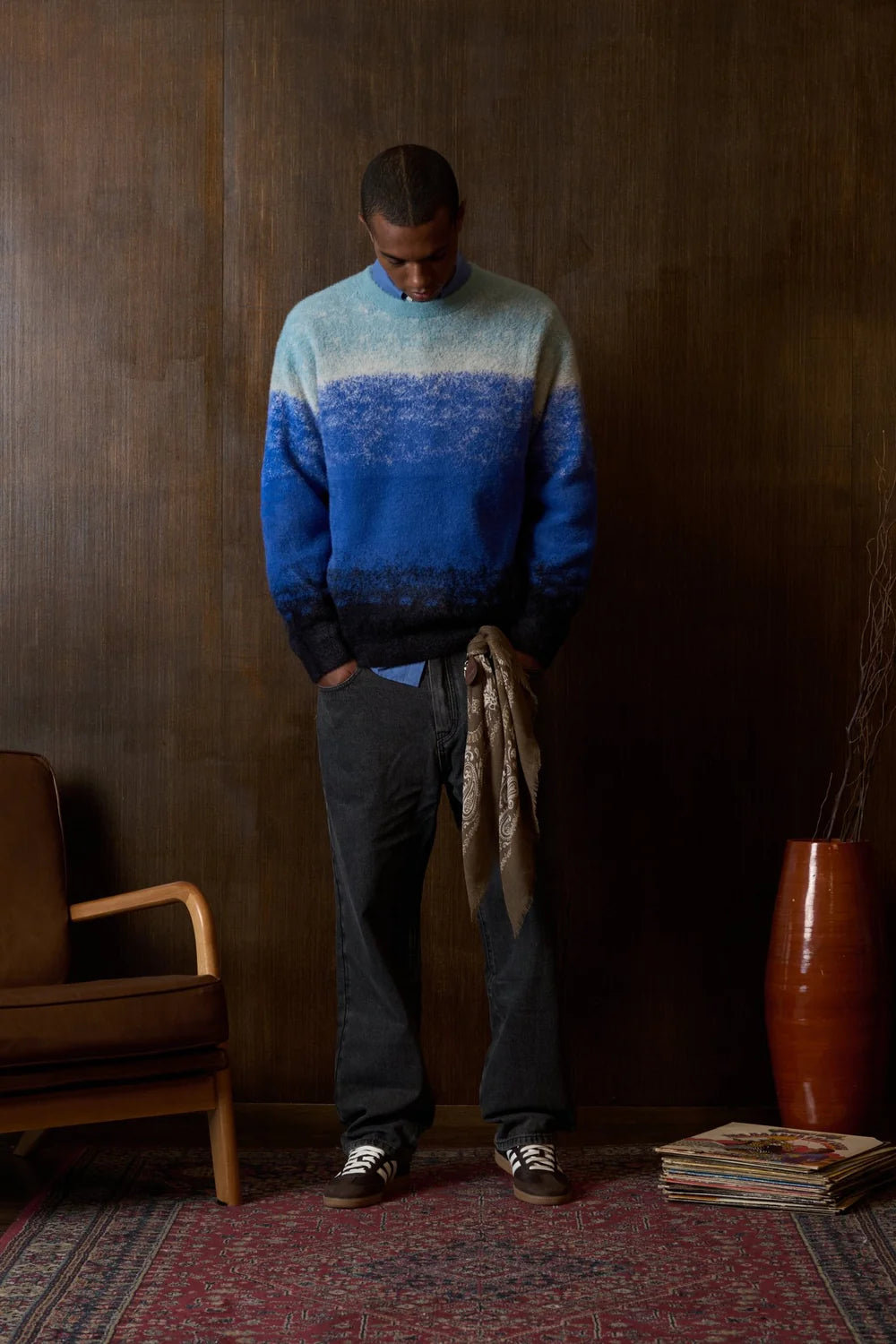 Gradient Knit Crew (Blue)