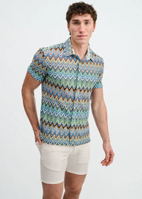 Open Knit Chevron Shirt (Cobalt/Sky)