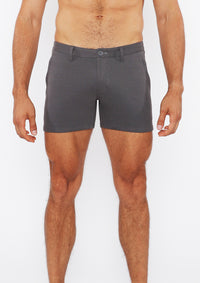 Linen Look Stretch Knit Shorts (Charcoal)
