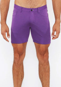 5" Stretch Knit Jean Short (Purple Taro)