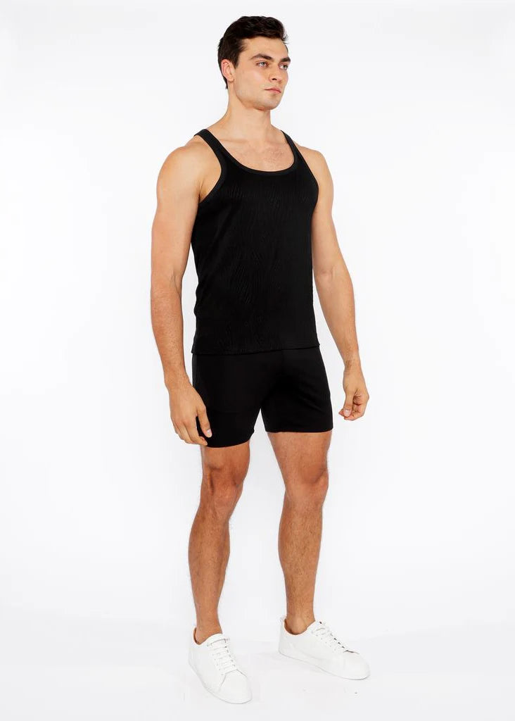 Textured Knit Tank (Black Veins)