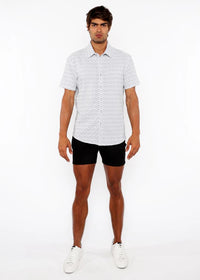 Chevron Stretch Knit Shirt (White)