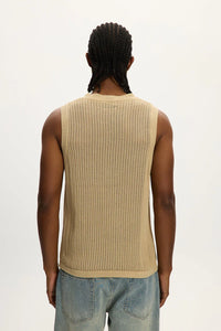 Knitted Sleeveless Tee (Beige)
