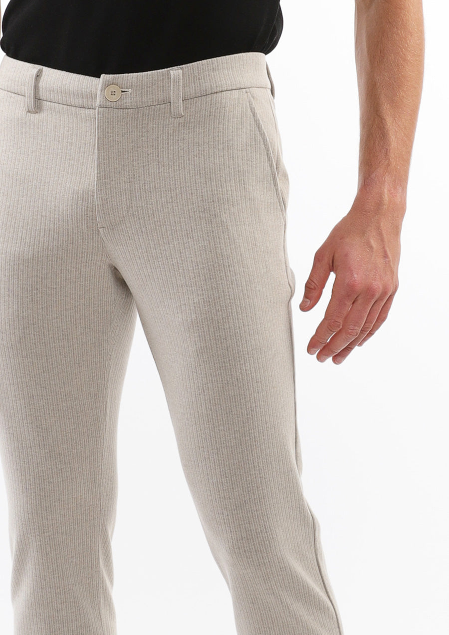 Wool Look Stretch Knit Pants (Milk Pinstripe)