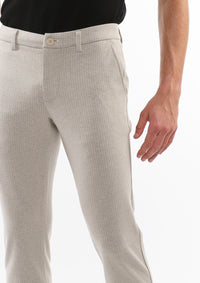 Wool Look Stretch Knit Pants (Milk Pinstripe)
