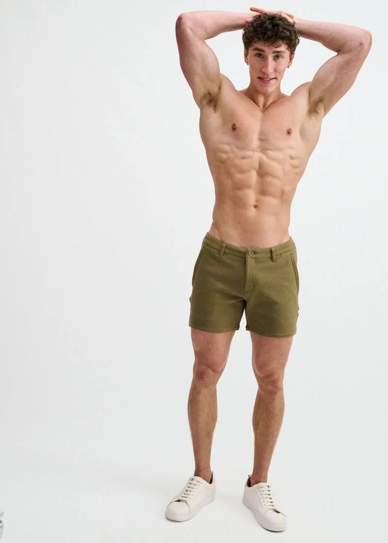 Textured Knit Chino Shorts (Jungle)