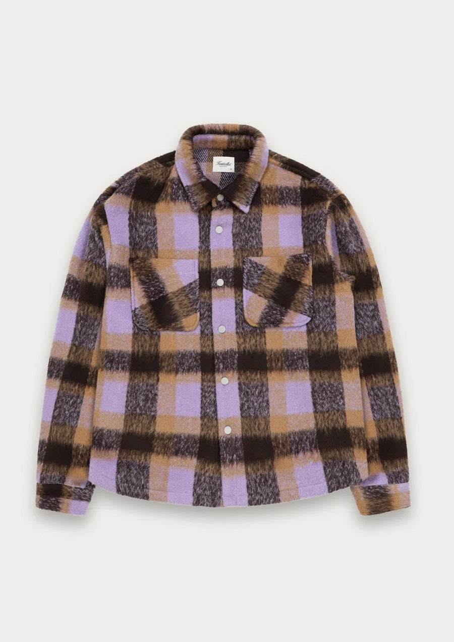 Snap Plaid Overshirt (Purple)