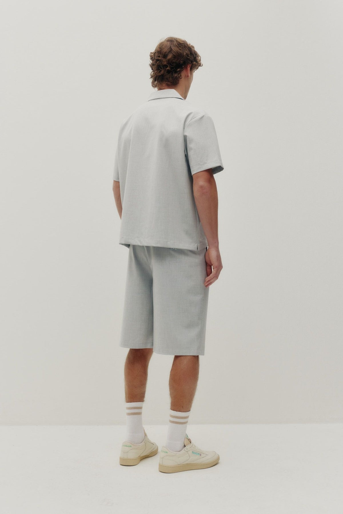 Double Pleated Shorts (Light Grey)