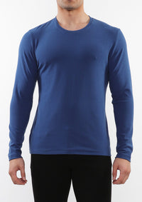 Stretch Knit Long Sleeve Crew (Baby Blue)