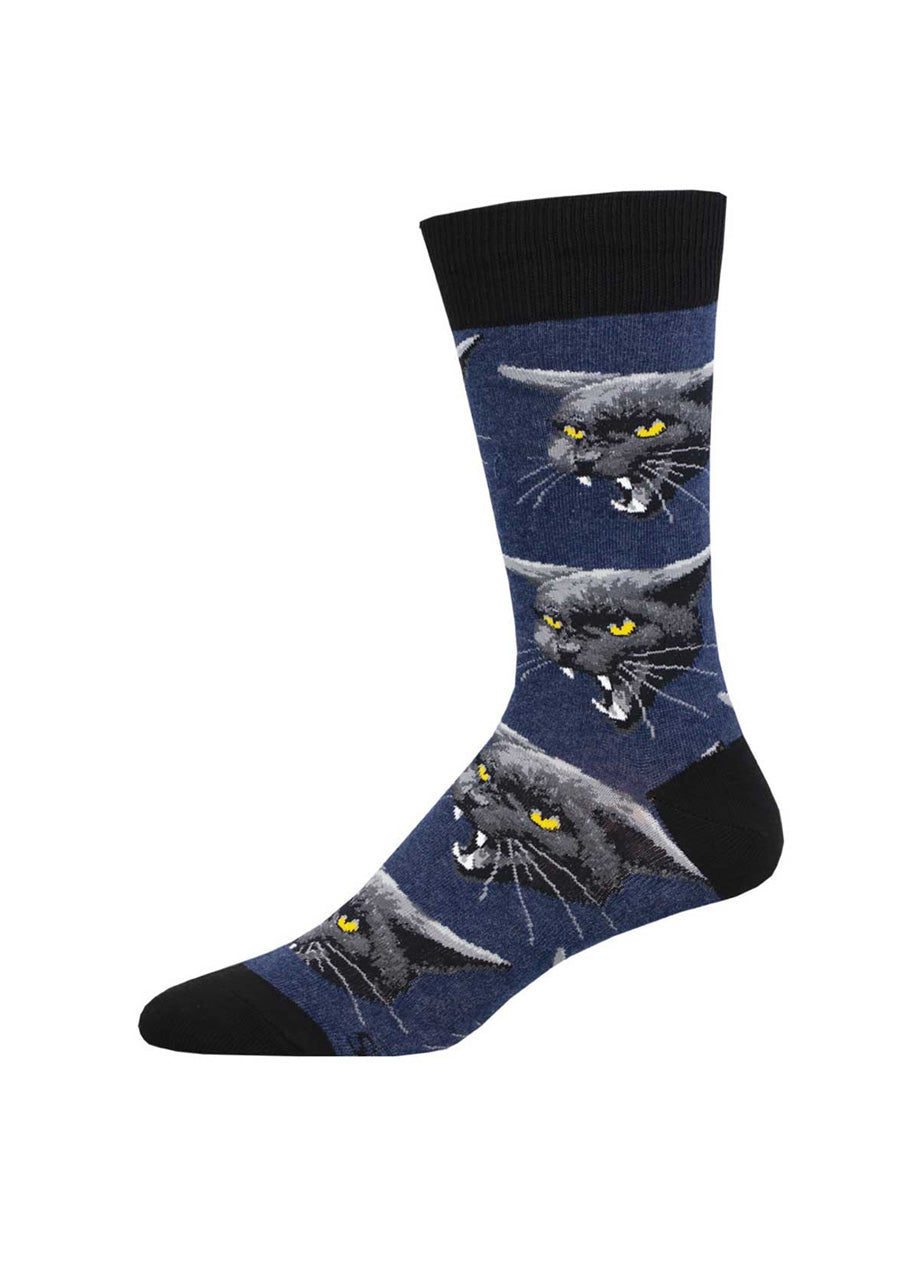 Black Cat Malice Socks (Navy/Heather)