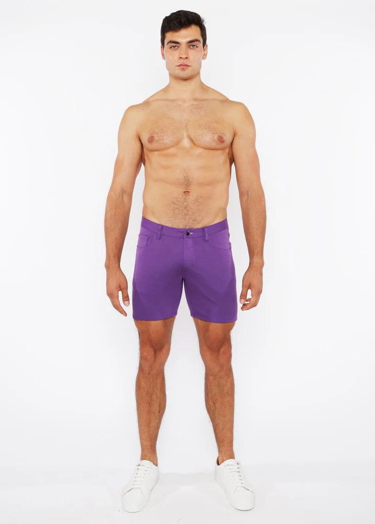 5" Stretch Knit Jean Short (Purple Taro)