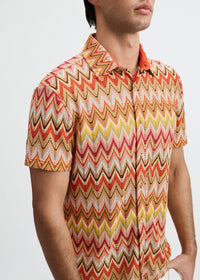 Open Knit Chevron Shirt (Camel/Rust)