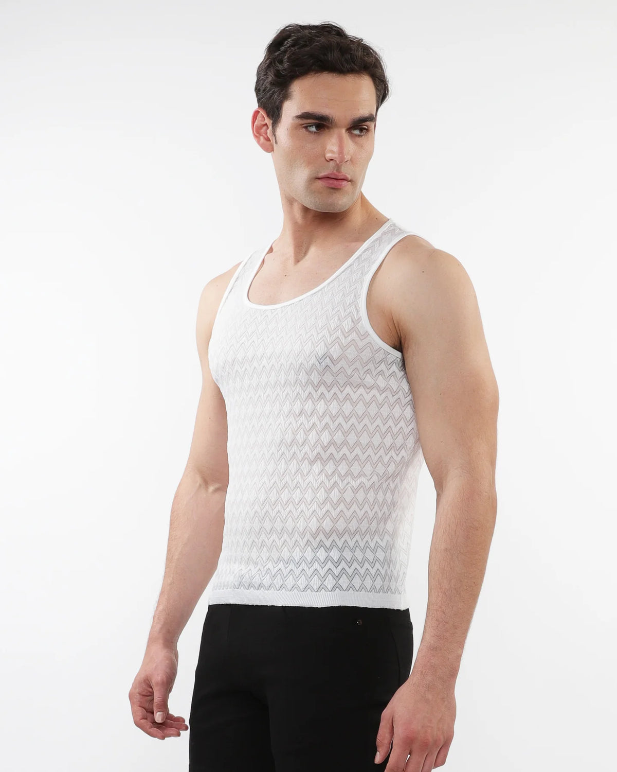 Stretch Gossamer Tank (White Chevron)
