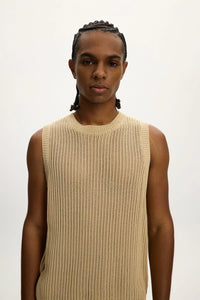 Knitted Sleeveless Tee (Beige)