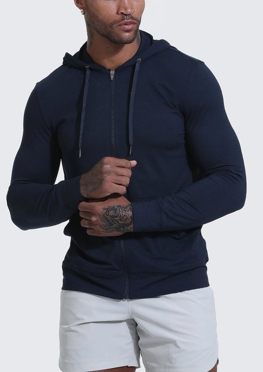 Full Zip Active Comfort Hoodie (Heather Navy)