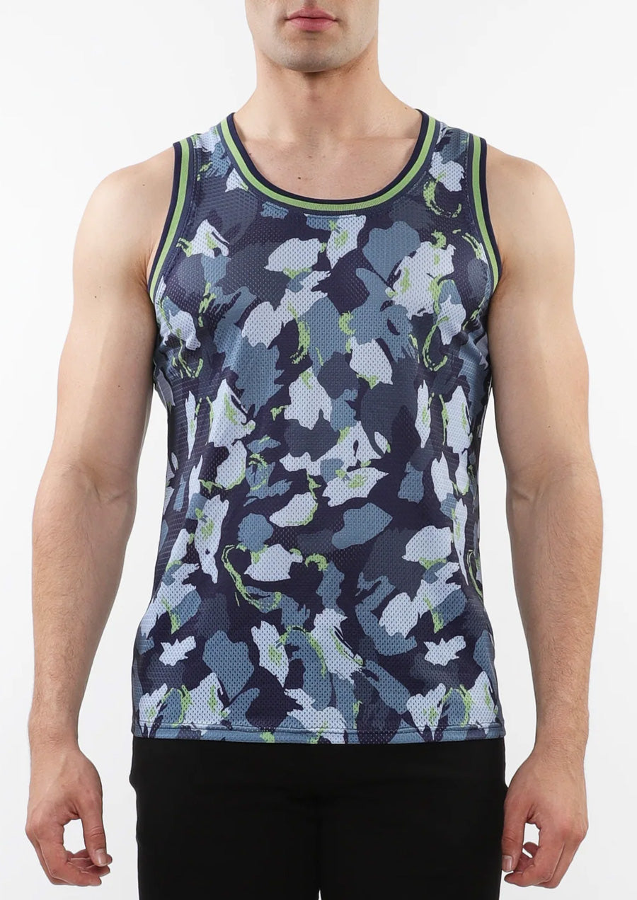 Printed Mesh Tank Top (Marine Camo)