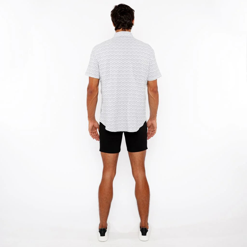 Chevron Stretch Knit Shirt (White)