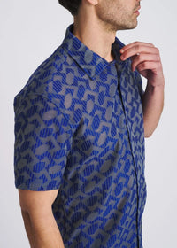 Lightweight Jacquard Shirt (Navy Rhombus)