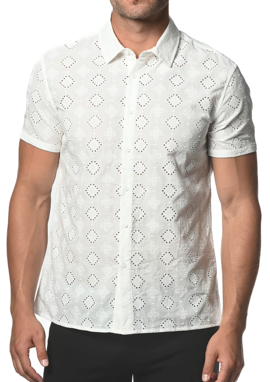 Cotton Eyelet Shirt (White)